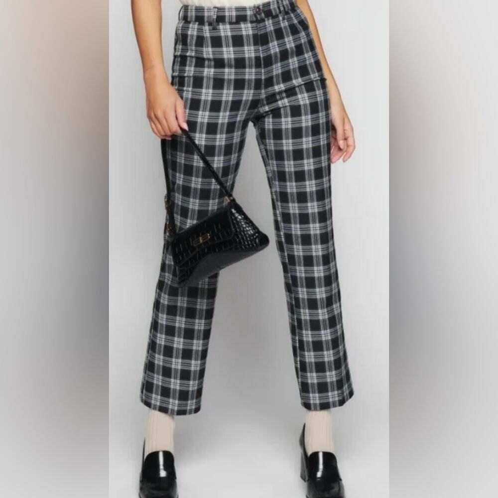 Reformation Franklin pants plaid crop flare pants size 2